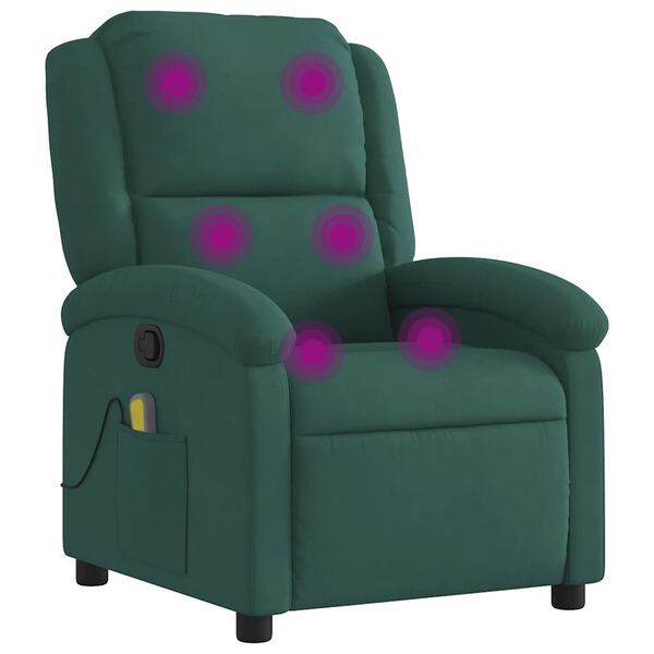 vidaXL Massage-Relaxsessel, dunkelgr&uuml;ner Samt
