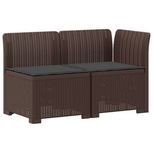 vidaXL 2-Sitzer Garten-Sofa mit Kissen Rattan-Look 2-Sitzer PP Braun