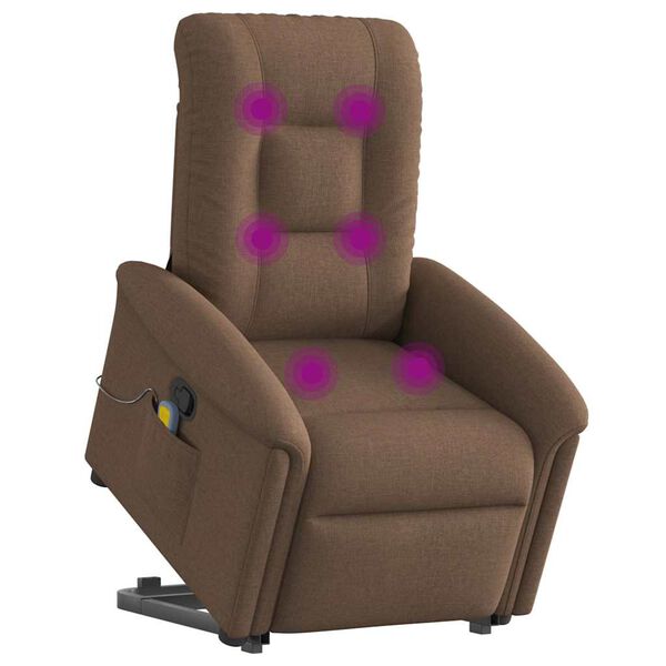 vidaXL Massagesessel mit Aufstehhilfe Braun Stoff