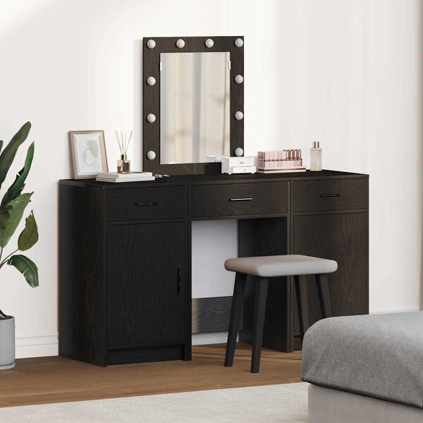 vidaXL Schminktisch mit T&uuml;r Schwarz 50 x 41 x 135 cm Holzwerkstoff
