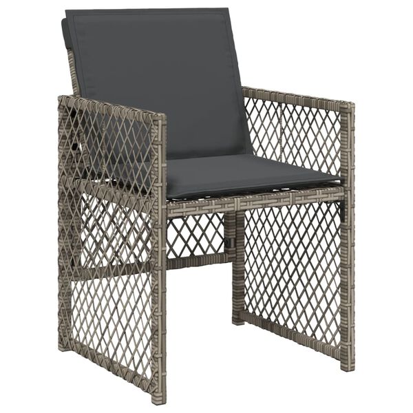 vidaXL 13-tlg. Garten-Essgruppe mit Kissen Grau Poly Rattan