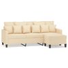 vidaXL 3-Sitzer-Sofa mit Hocker Creme 180 cm Stoff