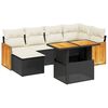 vidaXL 7-tlg. Garten-Sofagarnitur mit Kissen Schwarz Poly Rattan