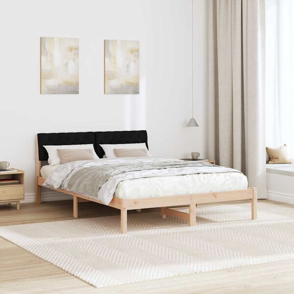 vidaXL Bettgestell Braun und Schwarz 140 x 190 cm Massivholz Kiefer