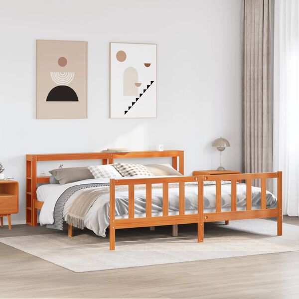 vidaXL Bettgestell mit Kopfteil ohne Matratze Wachsbraun 180x200 cm