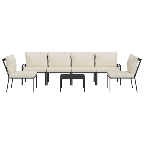 vidaXL 7-tlg. Garten-Lounge-Set mit Sandfarbigen Kissen Stahl