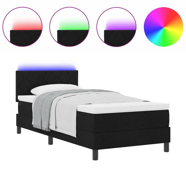vidaXL Boxspringbett mit Matratze Schwarz 90 x 190 cm Stoff