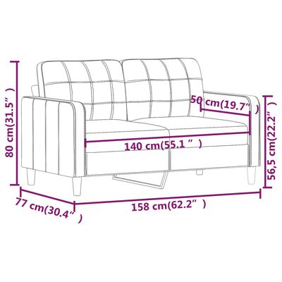 vidaXL 2-Sitzer-Sofa Weinrot 140 cm Stoff