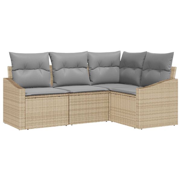vidaXL Gartensofa-set mit Kissen 4 pcs Beige und Hellgrau Poly-Rattan