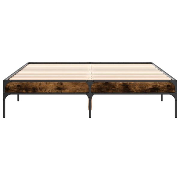 vidaXL Bettgestell Räuchereiche 135x190 cm Holzwerkstoff und Metall