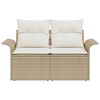 vidaXL Gartensofa mit Kissen Beige 141 x 62 x 69cm Poly-Rattan