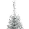 vidaXL K&uuml;nstlicher vorbeleuchteter Weihnachtsbaum Silber 210 cm PET