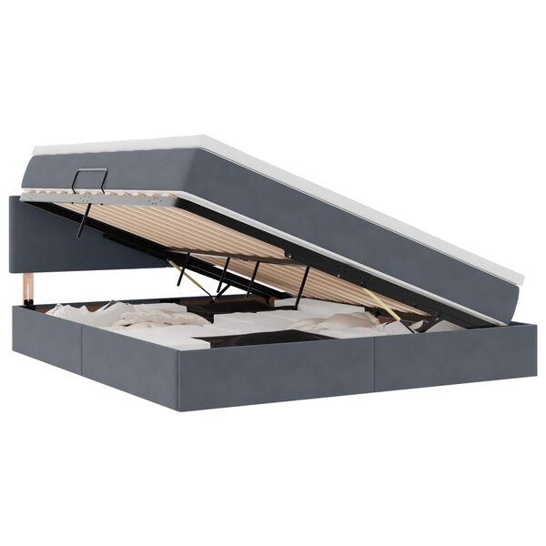 vidaXL Bett mit Stauraum und LED mit LED Dunkelgrau 180 x 200 cm Samt