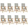 vidaXL Gartenstuhl Verstellbar 8 Stk. Grau Poly Rattan Massivholz