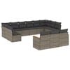 vidaXL 13-tlg. Garten-Sofagarnitur mit Kissen Grau Poly Rattan