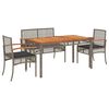 vidaXL 4-tlg. Garten-Essgruppe mit Kissen Grau Poly Rattan