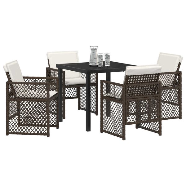 vidaXL Garten Essgruppe 5 pcs Braun Poly-Rattan