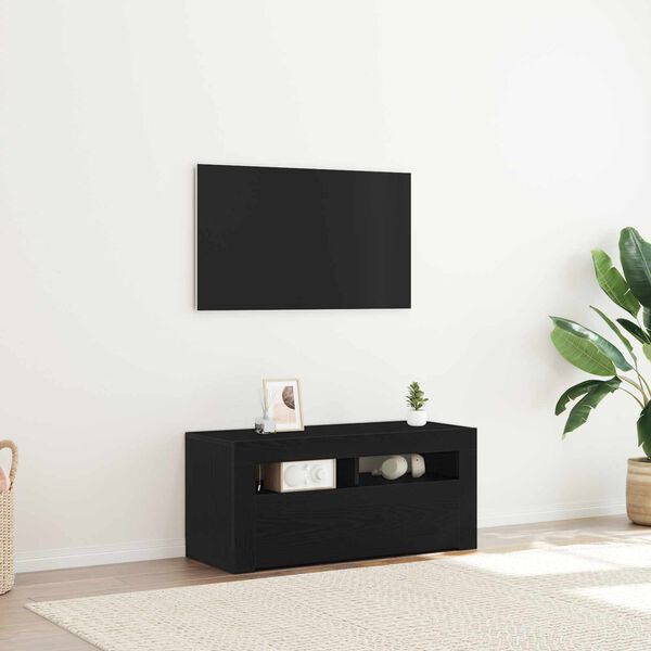vidaXL TV-Schr&auml;nk Schwarz Eichen-Optik 90 x 39 x 30 cm Holzwerkstoff