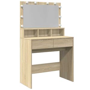vidaXL Schminktisch mit LED-Beleuchtung Sonoma-Eiche 80x41x134,5 cm