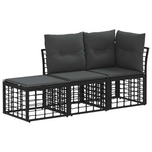 vidaXL Outdoor-Sofagarnitur 3 stk. Schwarz Polyester