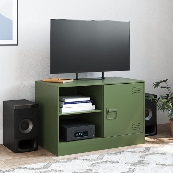 vidaXL TV-Schrank Olivgr&uuml;n 67x39x44 cm Stahl
