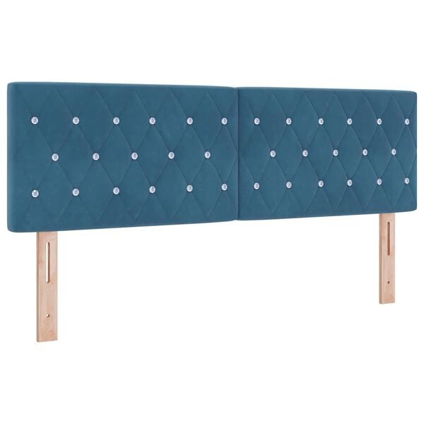 vidaXL Boxspringbett mit Matratze Dunkelblau 160 x 200 cm Samt