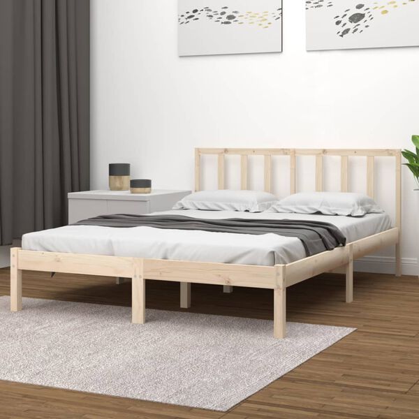 vidaXL Massivholzbett Kiefer 135x190 cm