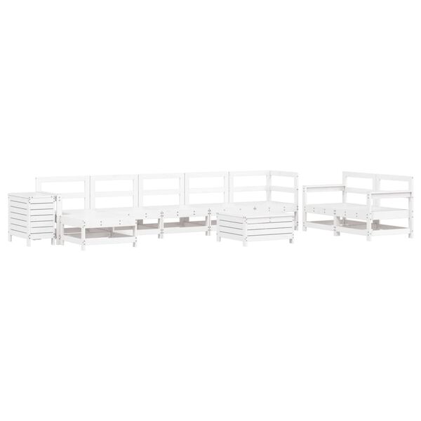 vidaXL 10-tlg. Garten-Sofagarnitur Wei&szlig; Massivholz Kiefer