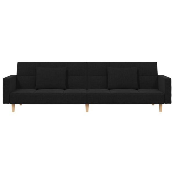 vidaXL Schlafsofa 2-Sitzer mit 2 Kissen Schwarz Stoff