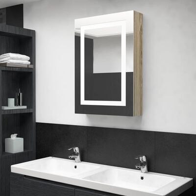 vidaXL LED-Spiegelschrank fürs Bad Eichenoptik 50x13x70 cm