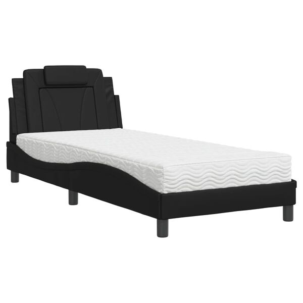 vidaXL Bett "Viana" mit Matratze Schwarz 90x200 cm Kunstleder