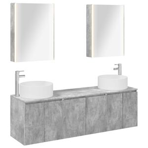 vidaXL Badezimmerschrank-Set 5 stk. Betongrau Holzwerkstoff