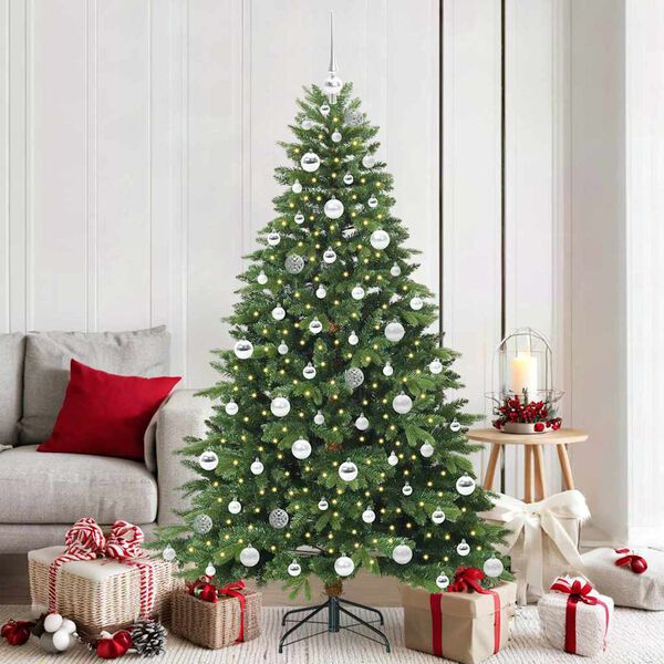 vidaXL K&uuml;nstlicher Weihnachtsbaum mit 300 LEDs Gr&uuml;n 180 cm PE und PVC