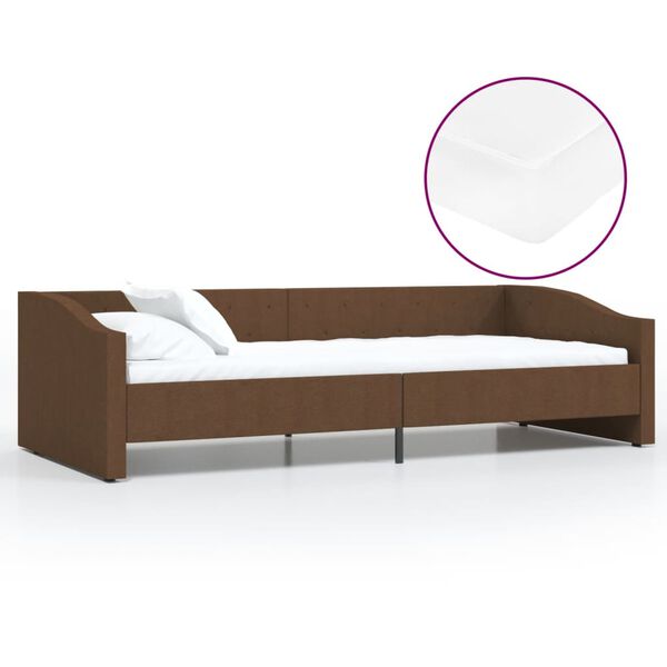 vidaXL Tagesbett mit Matratze USB Braun Stoff 90x200 cm