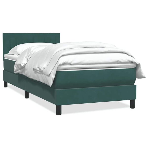 vidaXL Boxspringbett mit Matratze Dunkelgr&uuml;n 80x210 cm Samt