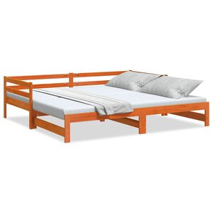 vidaXL Tagesbett Ausziehbar Wachsbraun 80x200 cm Massivholz Kiefer