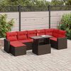 vidaXL 8-tlg. Garten-Sofagarnitur mit Kissen Braun Poly Rattan Akazie