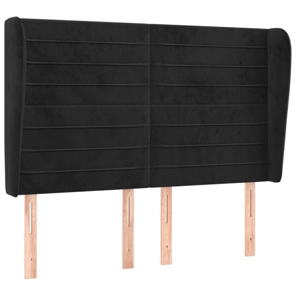 vidaXL Kopfteil mit Ohren Schwarz 147x23x118/128 cm Samt