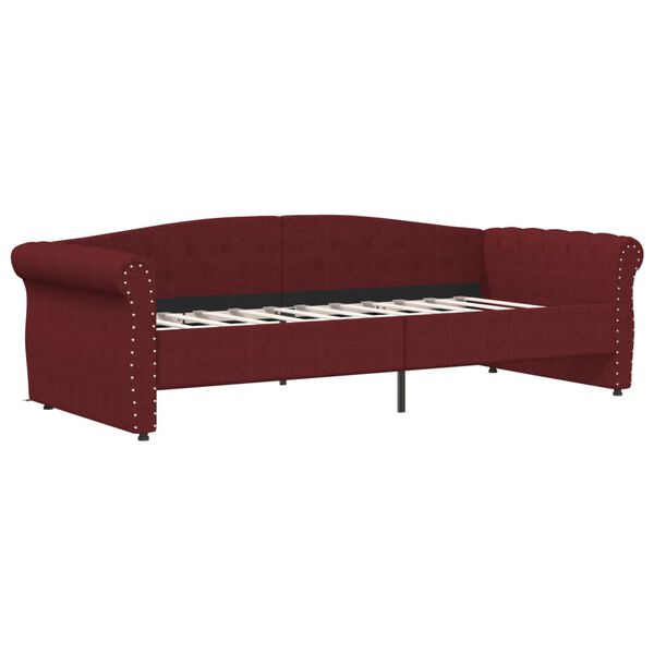 vidaXL Tagesbett mit Matratze USB Weinrot Stoff 90x200 cm