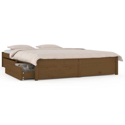 vidaXL Bett mit Schubladen Honigbraun 135x190 cm