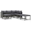 vidaXL 7-tlg. Garten-Lounge-Set mit Kissen Poly Rattan Grau