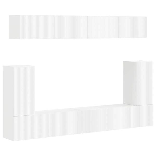 vidaXL TV-Schrankset Wandmontiert 5 pcs Wei&szlig; Holzwerkstoff
