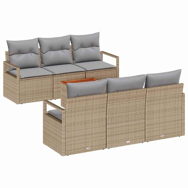 vidaXL Gartensofa-set mit Kissen 7 pcs Beige Poly-Rattan