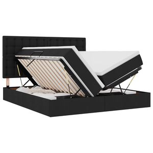 vidaXL Bett mit LED-Lichtleisten Schwarz 180 x 200 cm Stoff