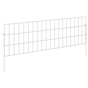 vidaXL Gartenzaun mit Pf&auml;hlen 12 stk. 95 x 30 cm Verzinkter Stahl