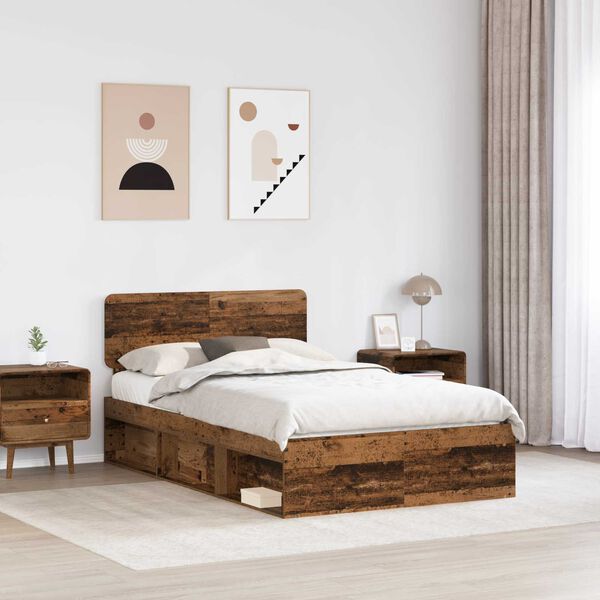vidaXL Bettrahmen Altholz 135 x 190 cm Massives Kiefernholz