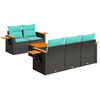 vidaXL 6-tlg. Garten-Sofagarnitur mit Kissen Schwarz Poly Rattan