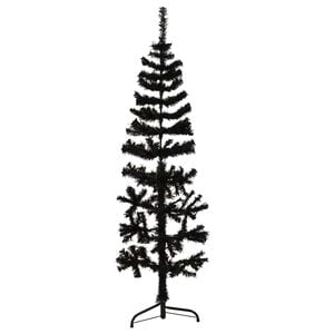 vidaXL K&uuml;nstlicher Halb-Weihnachtsbaum St&auml;nder Schlank Schwarz 120 cm
