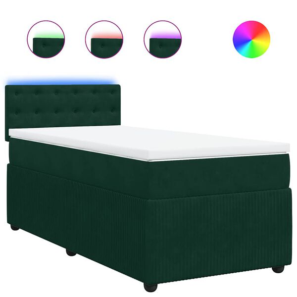 vidaXL Boxspringbett mit Matratze Dunkelgr&uuml;n 100x200 cm Samt
