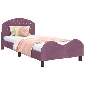 vidaXL Kinderbettgestell mit Kopfteil Lila 90 x 190 cm Samt